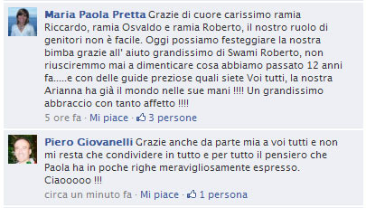 Testimonianza su Facebook