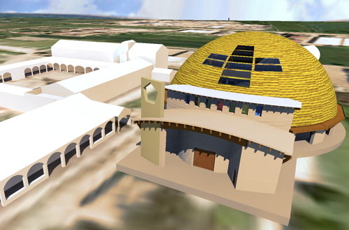 Modello 3D del tempio in costruzione