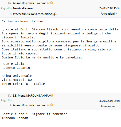 email di Mons. Maroun Lahham
