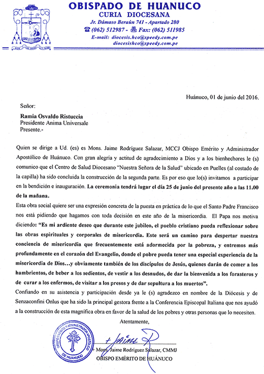 La lettera del Vescovo